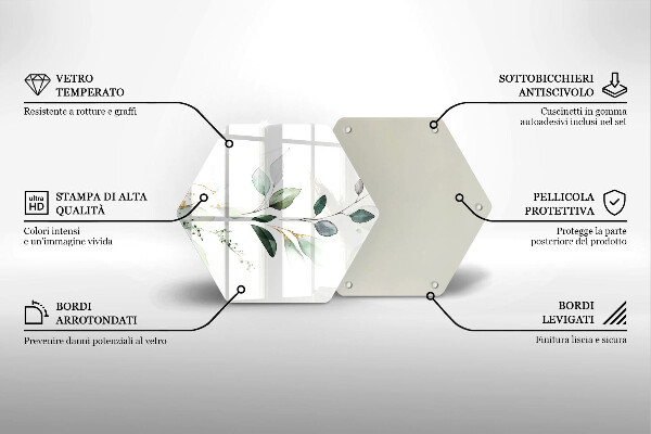 Üveg vágódeszka Akvarell levelek