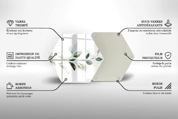 Üveg vágódeszka Akvarell levelek