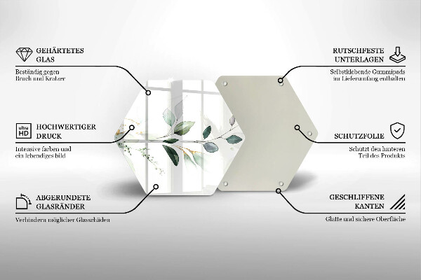 Üveg vágódeszka Akvarell levelek