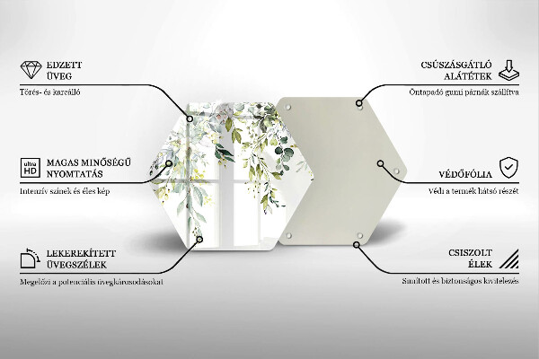 Üveg vágódeszka Dekoratív levelek és virágok