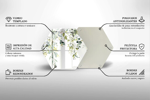 Üveg vágódeszka Dekoratív levelek és virágok