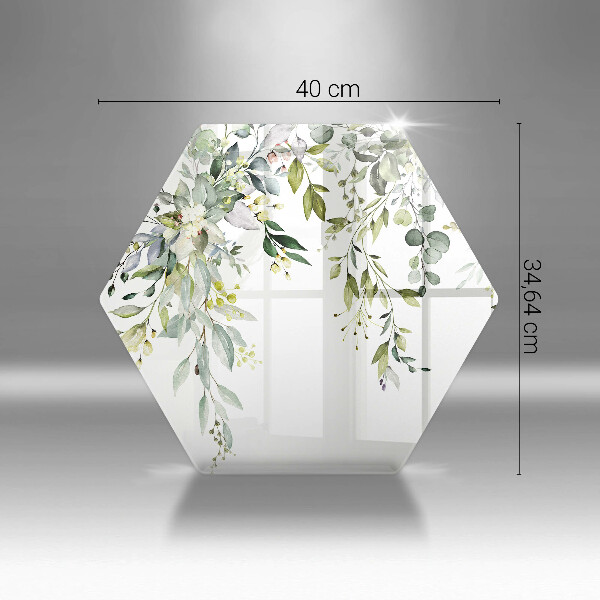 Üveg vágódeszka Dekoratív levelek és virágok
