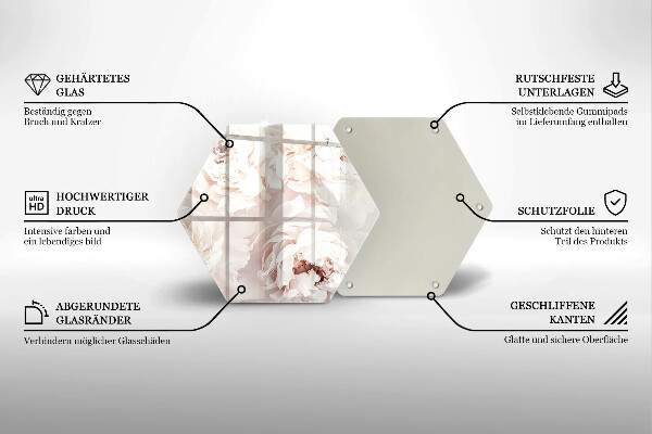 Üveg vágódeszka Pasztell bazsarózsa