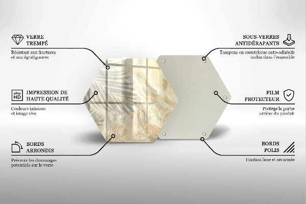 Üveg vágódeszka Pálmalevél és homok