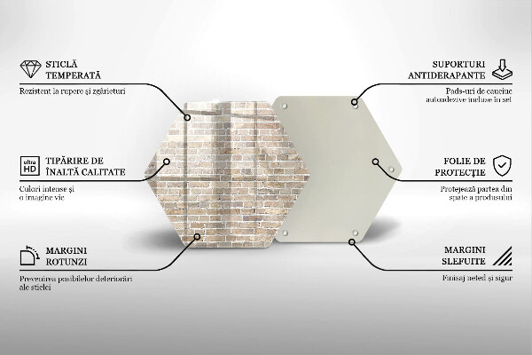 Üveg vágódeszka Világos téglafal