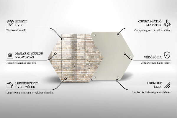 Üveg vágódeszka Világos téglafal