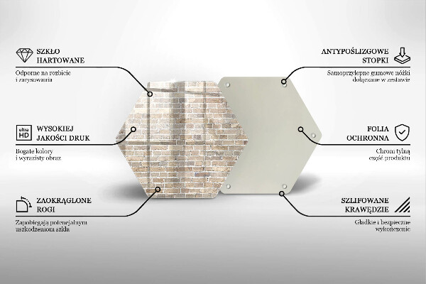 Üveg vágódeszka Világos téglafal