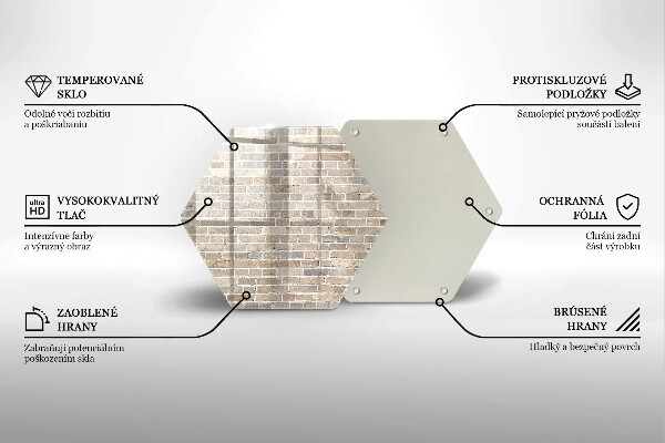 Üveg vágódeszka Világos téglafal