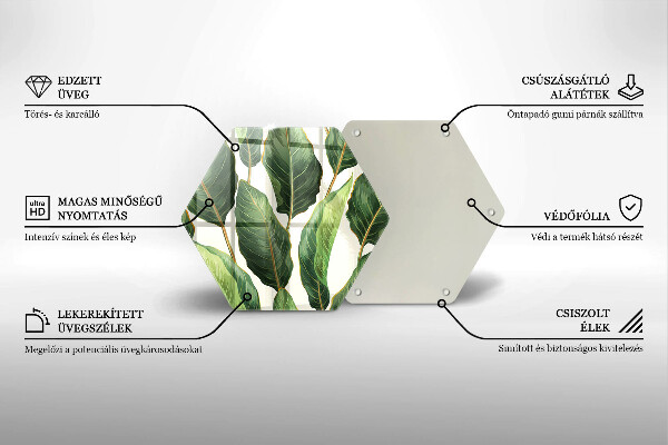Üveg vágódeszka Banán levelek