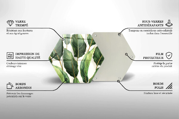 Üveg vágódeszka Banán levelek