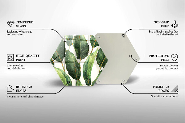 Üveg vágódeszka Banán levelek