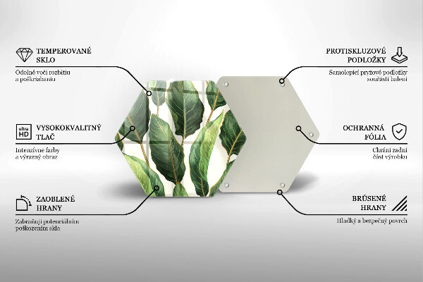 Üveg vágódeszka Banán levelek