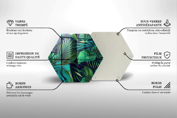 Üveg vágódeszka Dzsungel levelek illusztráció