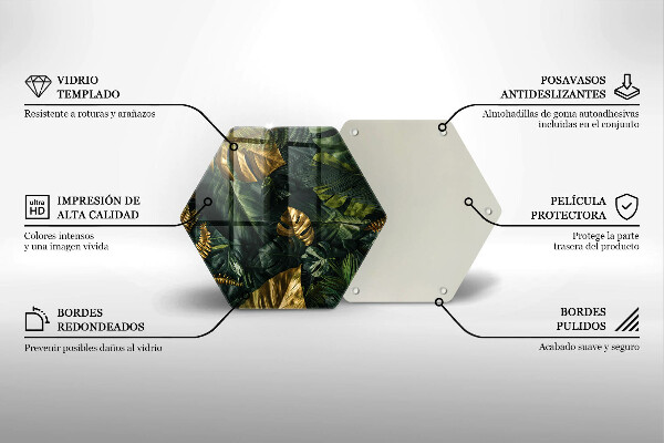 Üveg vágódeszka Arany monstera levelek