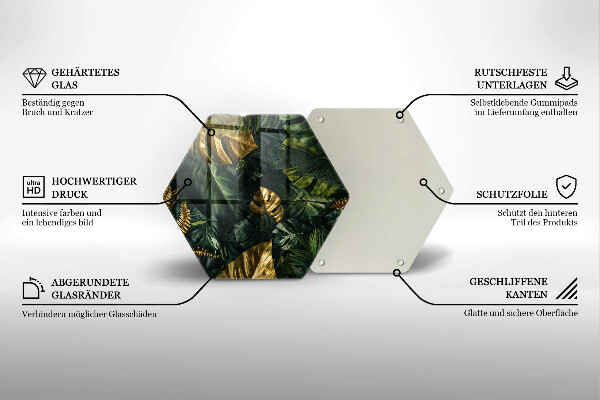 Üveg vágódeszka Arany monstera levelek