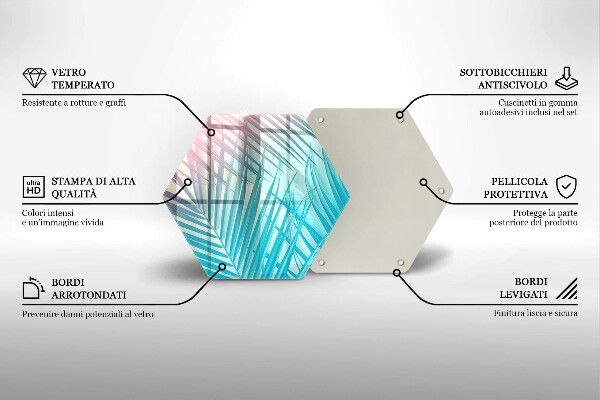 Üveg vágódeszka Pasztell levelek