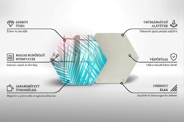 Üveg vágódeszka Pasztell levelek