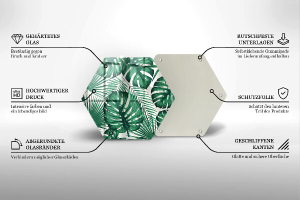 Üveg vágódeszka Monstera levelek