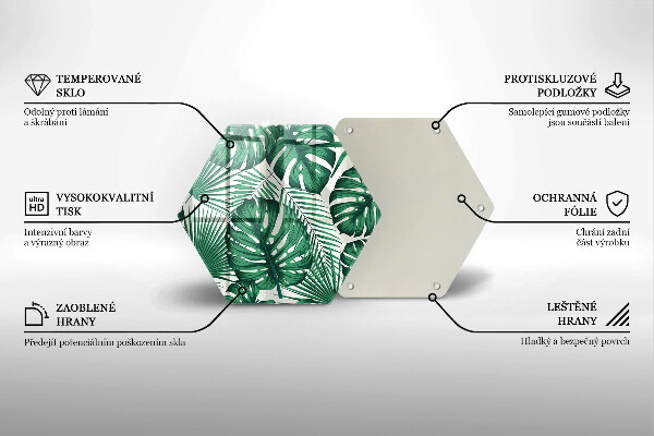 Üveg vágódeszka Monstera levelek