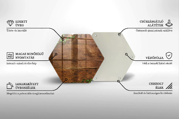 Üveg vágódeszka Fa táblák és levelek