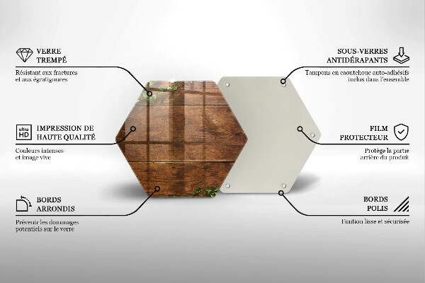 Üveg vágódeszka Fa táblák és levelek