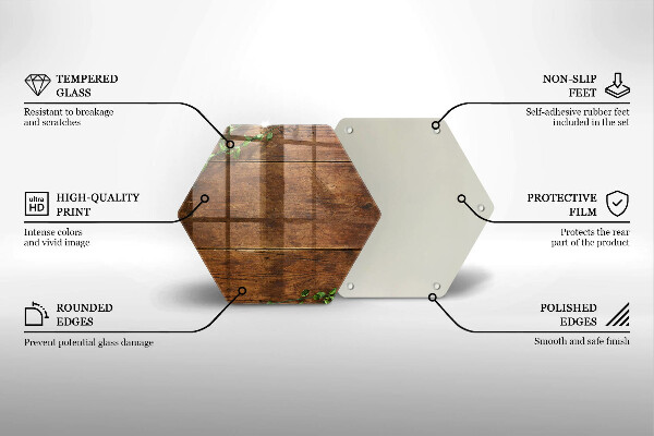 Üveg vágódeszka Fa táblák és levelek