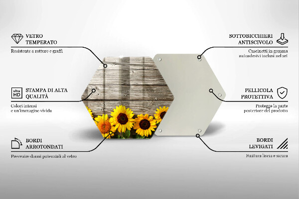 Üveg vágódeszka Napraforgó táblákon
