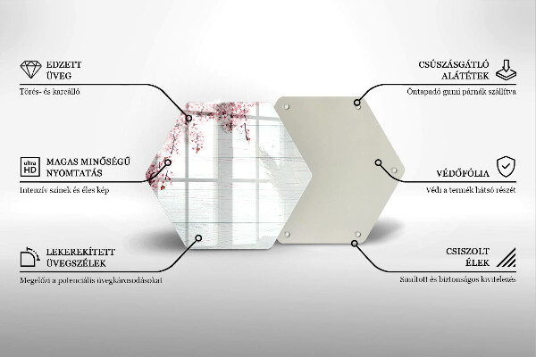 Üveg vágódeszka Virágok a táblákon