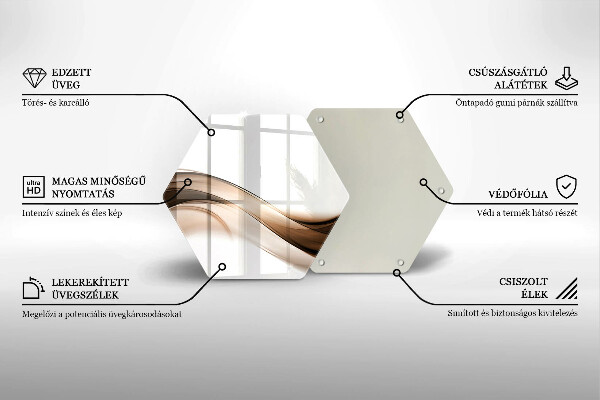 Üveg vágódeszka Absztrakt barna vonalak