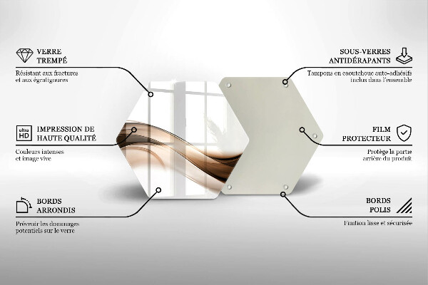 Üveg vágódeszka Absztrakt barna vonalak