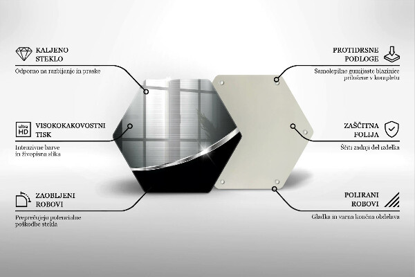 Üveg vágódeszka Absztrakció fémmel