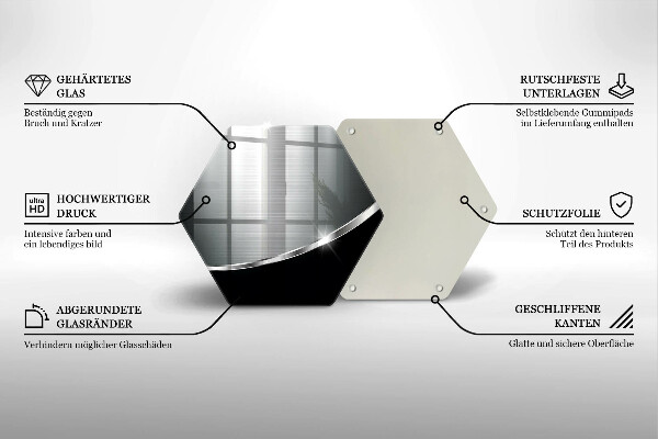 Üveg vágódeszka Absztrakció fémmel