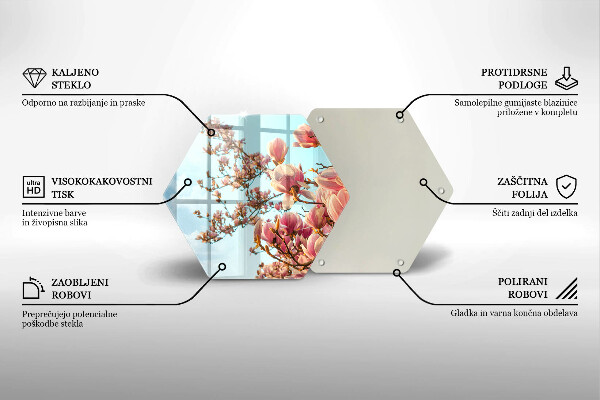 Üveg vágódeszka Rózsaszín virágú fa
