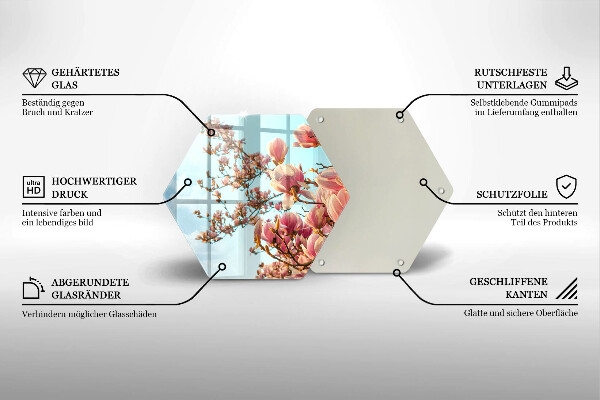 Üveg vágódeszka Rózsaszín virágú fa