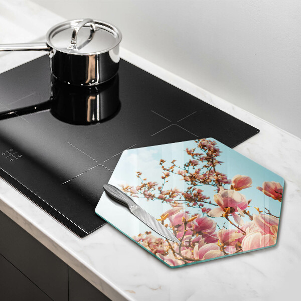 Üveg vágódeszka Rózsaszín virágú fa