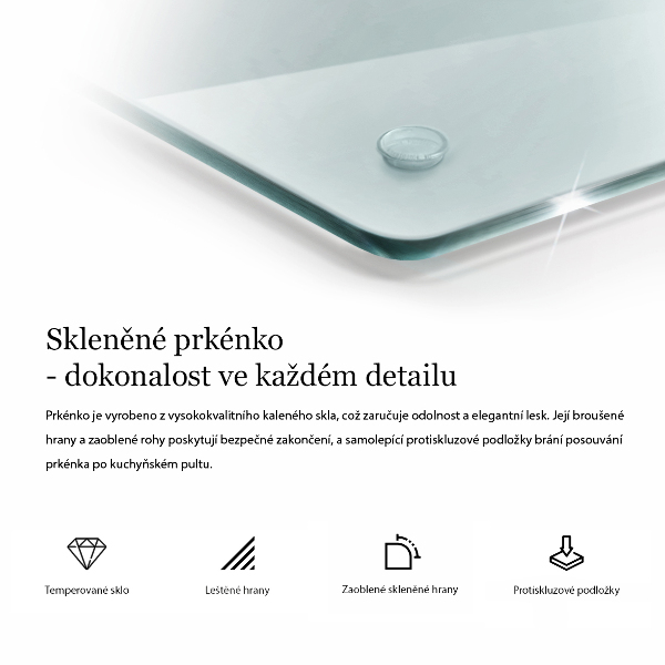 Átlátszó üveg vágódeszka 2x40x52 cm