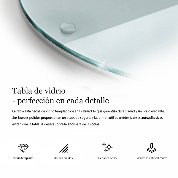 Átlátszó üveg vágódeszka 40 cm