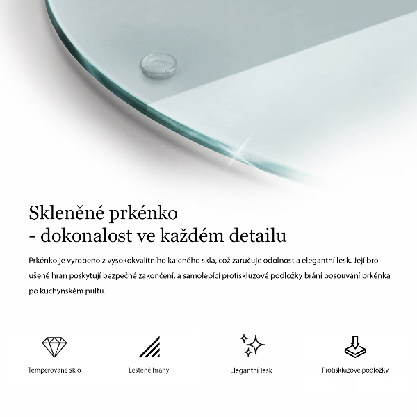 Átlátszó üveg vágódeszka 40 cm