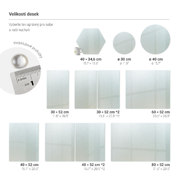 Üveg vágódeszka fényképpel 52x30 cm