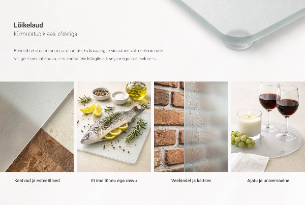 Edzett üveg vágódeszka 52x40 cm