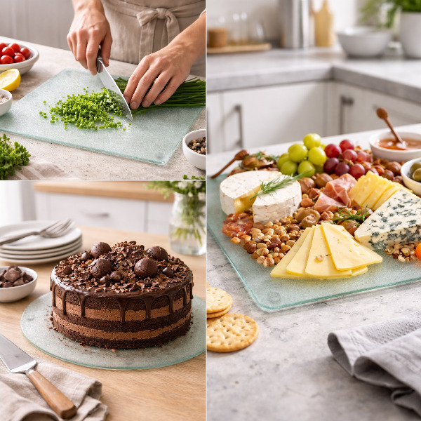 Üveg vágódeszka 60x52 cm