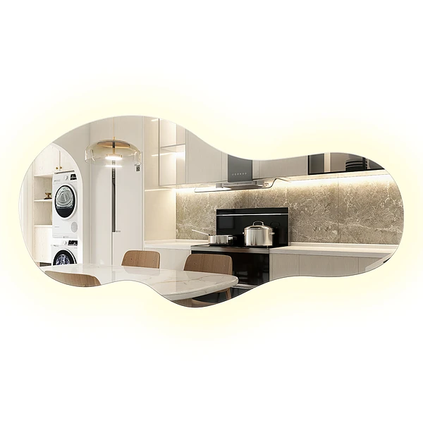 Modern LEDes szimmetria nélküli tükör 50x100