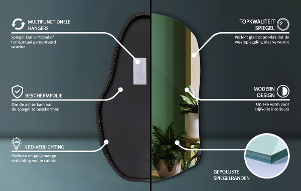 Szabálytalan ledes tükrök egyedi 70x46 cm