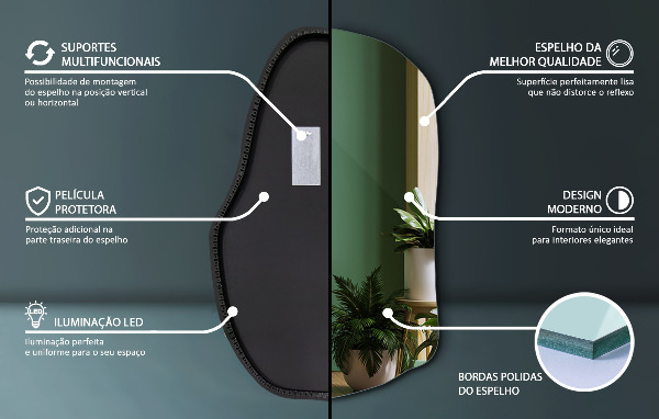 Szabálytalan ledes tükrök egyedi 70x46 cm
