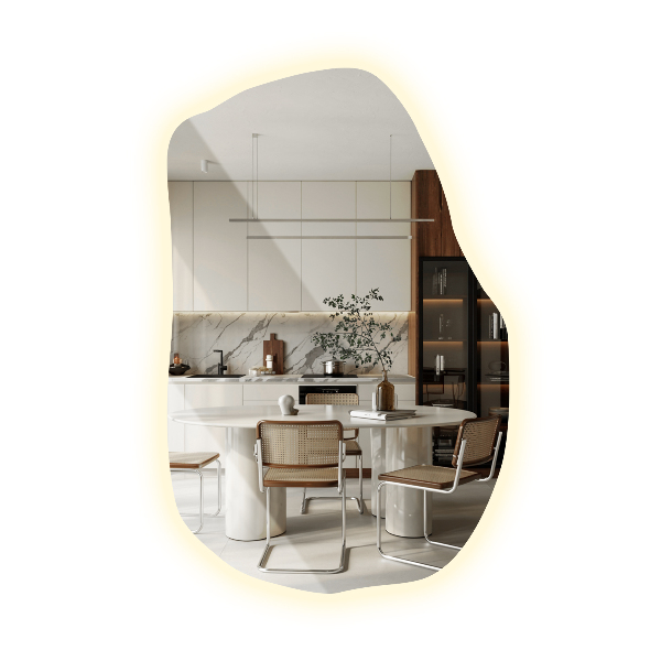 Szokatlan forma tükör led világítással modern 90x59 cm