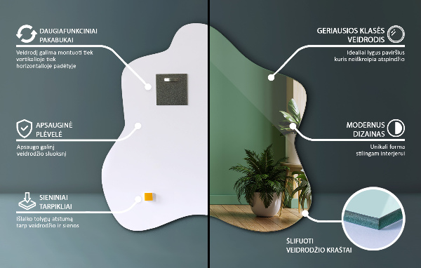 Folt alakú szabálytalan tükör 48x48 cm