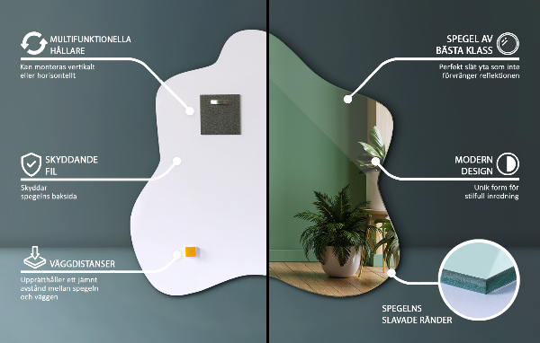 Folt alakú szabálytalan tükör 77x77 cm