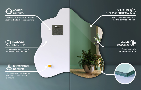 Folt alakú szabálytalan tükör 77x77 cm