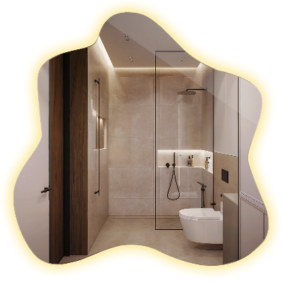 Szabálytalan folt alakú ledes tükrök 48x49 cm