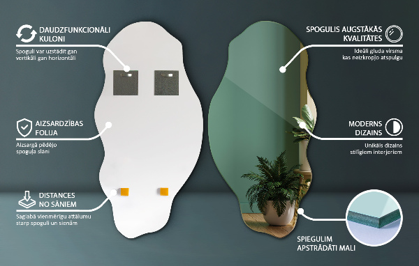 Szabálytalan tükör folt 40x80